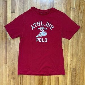 Polo Ralph Lauren Red Athletic Logo Graphic Tee Shirt Size Youth Large 14/16